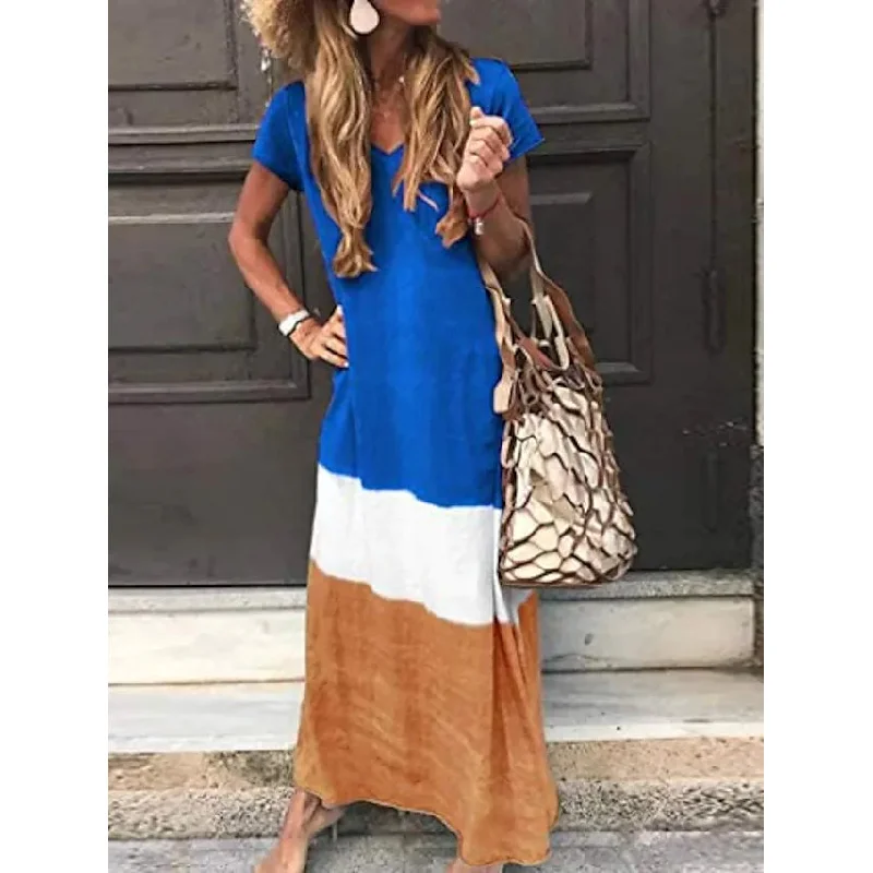 Women's shirt dress sun pop -Women's T Shirt Maxi Long Dress