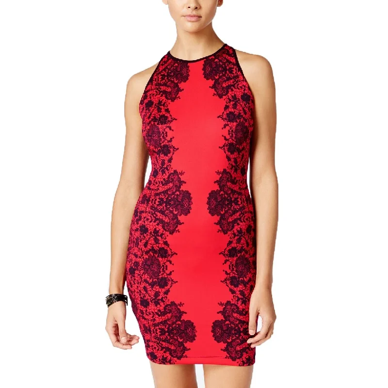 ladies-bodycon-dress-flirty-fit-B Darlin Juniors' High-Neck Bodycon Dress Red Size 16