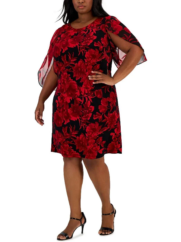 ladies-floral-dress-daisy-delight-Plus Womens Floral Knee Shift Dress